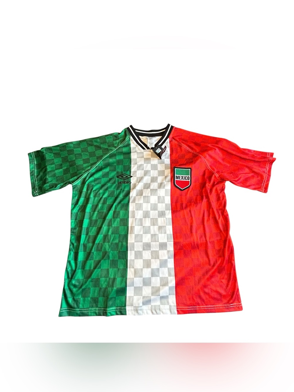 Umbro Mexico Tricolor Checkerboard Soccer Jersey - Green/White/Red